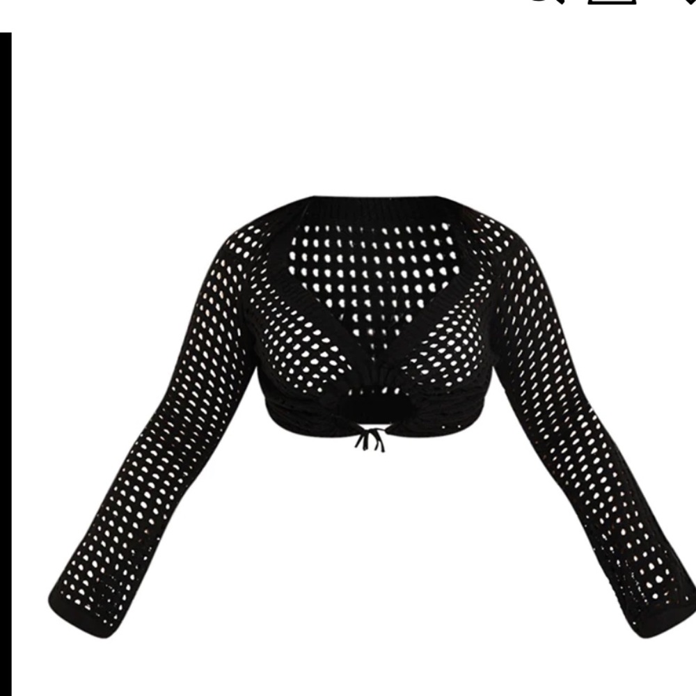 Black crochet crop top